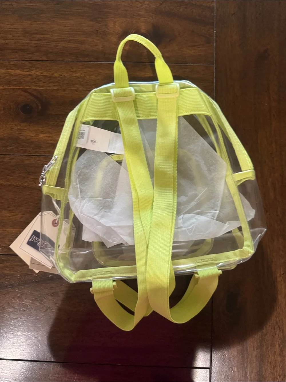JanSport Clear Mini Backpack with Citron Lime Trim